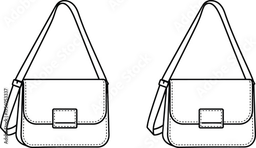 Two black and white bag designs with straps Vector