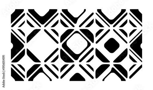 Bold Rounded Diamond Grid Seamless Pattern Black White Abstract Geometric Vector Background