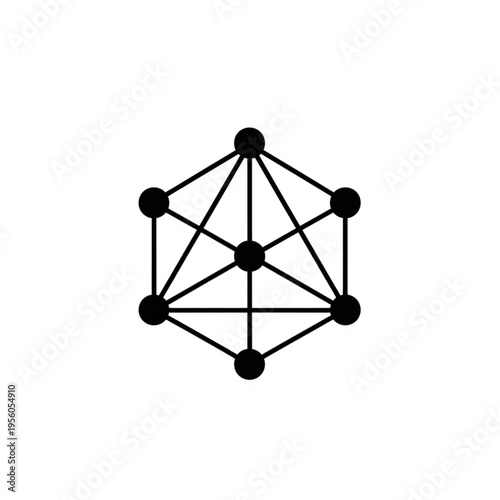 Geometric Shape with Interconnected Lines and Points Illustration.
