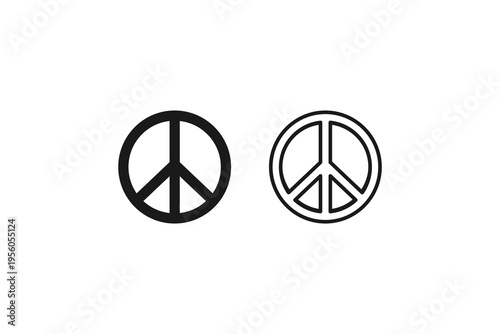 Classic anti-war peace sign icons in solid and linear styles