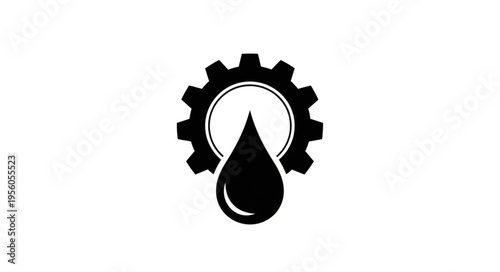Gear and Oil Drop - Symbolizing Industrial Lubrication and Mechanical Processes.