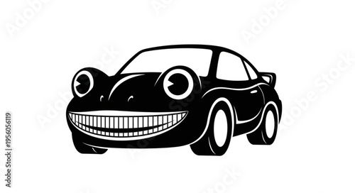 Cartoon Car with a Big Smile and Googly Eyes.