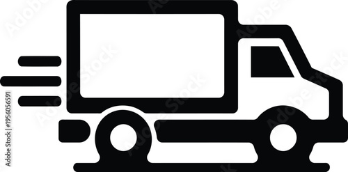 Delivery truck moving fast with motion lines for express shipping and logistics icon