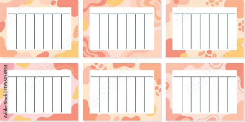 Set of Weekly Schedule Planner Templates with Minimalist Aesthetic Organic Shapes and Pastel Pink Peach Colors for Personal Organization School Timetables and Creative Journaling Layouts