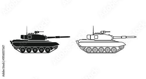 Two tank designs presented in black and white a striking silhouette