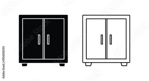 Two cabinet designs one dark and one light presented as a silhouette