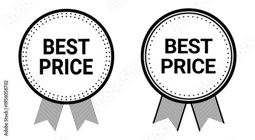 Best price round badge labels set isolated on white background