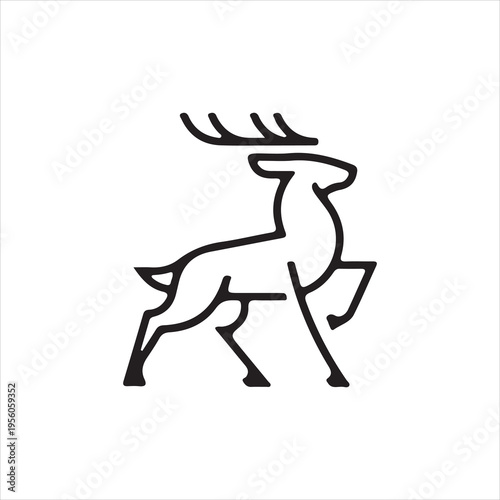 Ancient rock carving depiction of a reindeer in a Simple shape line drawing style