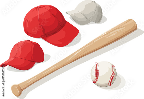 Baseball bat with ball illustration