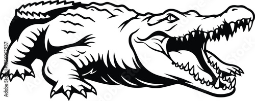 Illustration of an alligator with mouth open with isolated on a white