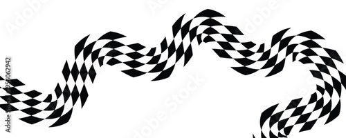 Race flags or checkerboard background. Chess game or rally sport car competition wallpaper. Tilted black and white squares pattern. Banner with checkered texture. Vector flat illustration