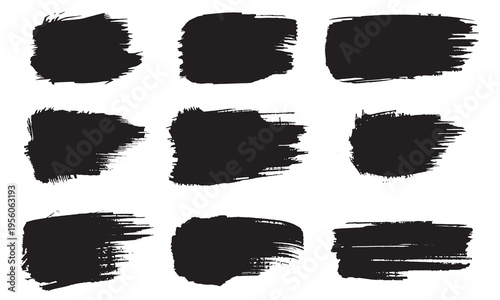 Grungy brush strokes silhouette distressed black marks on white background