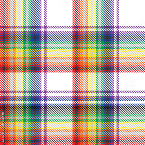Rainbow Plaid Fashion Textile Seamless Pattern Design on white background