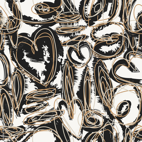 Expressionism Pattern Black White And Beige Scribbles Design For Fashion Textiles And Homeware Products Artistic Background Modern Surface Design Textile Prints