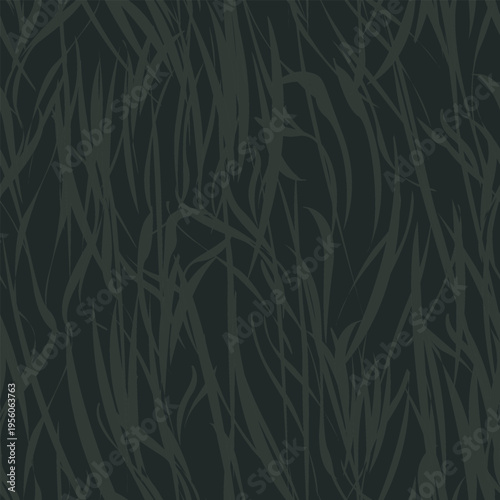 Botanical Fashion Textile Design Dark Green Grass Pattern Homeware