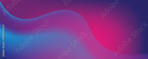 Abstract blue and purple liquid wavy shapes futuristic banner. Glowing retro waves vector background