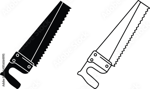 Black and white illustration of two handsaws Vector