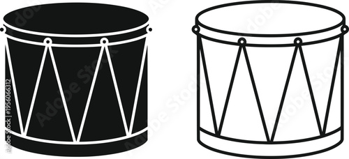 Black and white drums side by side Vector