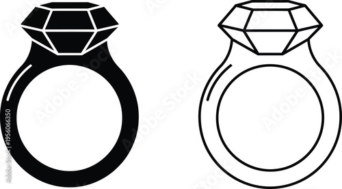 Black and white diamond ring illustration Vector