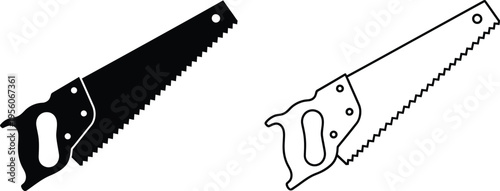 Hand saws black and white illustration Vector