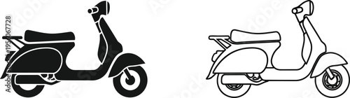 Vintage scooters side view black white Vector