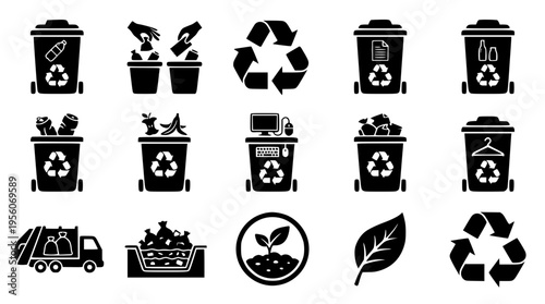 Recycling icons for eco friendly waste management solutions