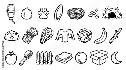 Vector illustration of various animal and pet care items