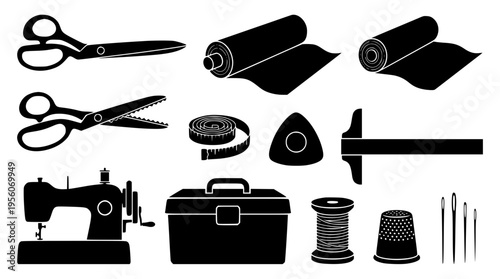 Vector graphic illustration of sewing and crafting tools