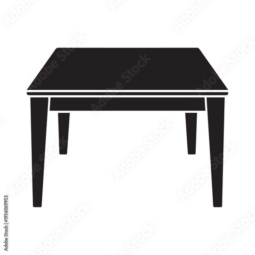 Simple black wooden table isolated on white background, essential furniture element