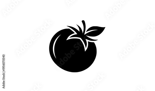 Bild auf Leinwand Modern tomato silhouette icon vector with leaf detail for food and organic desig