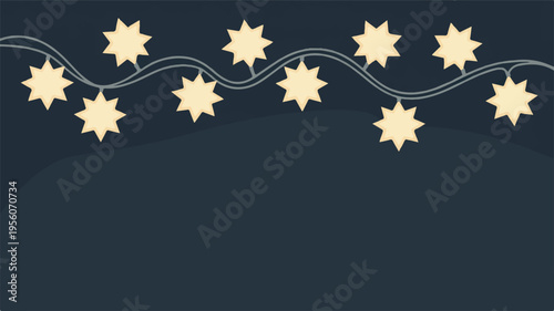 String of glowing star-shaped fairy lights on dark background, festive decoration for celebrations