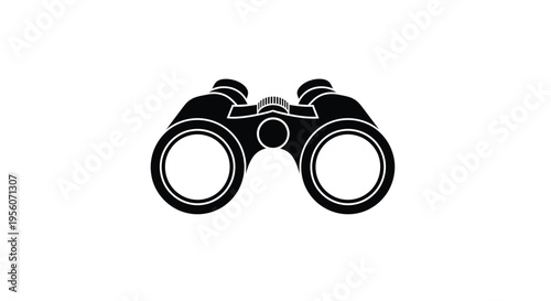 A simple black silhouette of a pair of binoculars