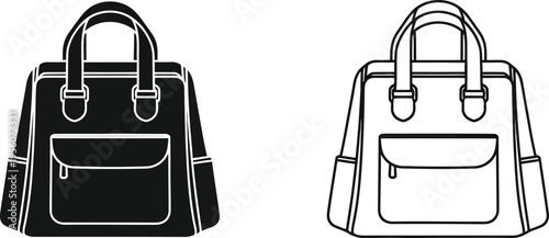 Black and white handbag illustrations Vector