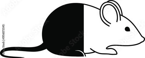 Black and white mouse illustration Vector