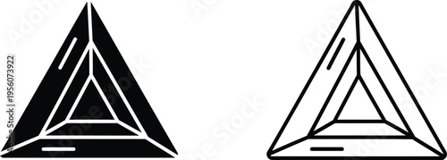 Triangular shapes and geometric forms in black and white Vector