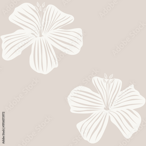 Floral Pattern Design Beige And White Hibiscus Flower Repeat For Fashion Textiles And Homeware Botanical Print Surface Design Wallpaper Gift Wrap Scrapbooking And Crafts