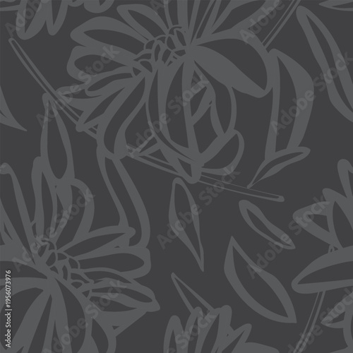Monochrome Floral Seamless Pattern Design