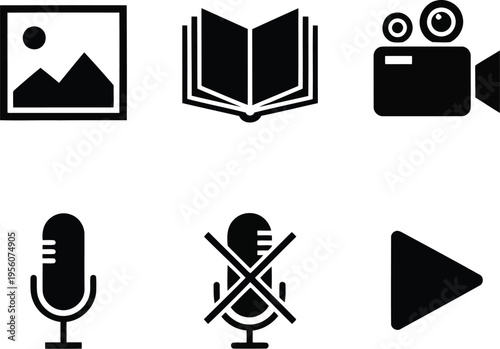 Modern Flat Icons Set for Media and Communication Content
