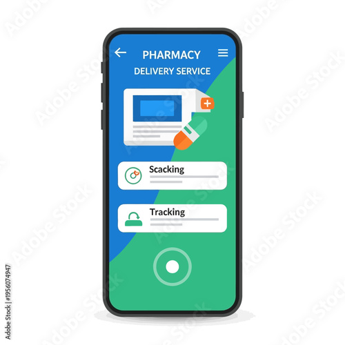 Mobile application interface for a pharmacy delivery service, featuring options for stacking and tracking orders.