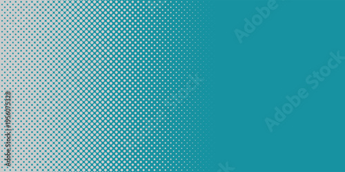 Green - turquoise background divided by diagonal. Vector illustration Background into two colors with halftone, modern minimal design.