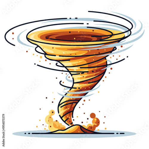 Cartoon Tornado Flat Vector Weather Illustration