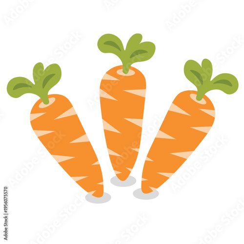 International Carrot Day themed design showing three fresh vegetables with green tops in clean flat style, perfect for healthy food concepts, organic farming visuals, and seasonal celebration graphics