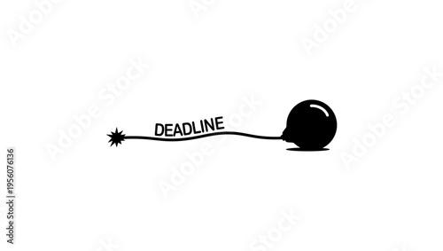 Deadline sign, black isolated silhouette