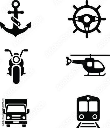 Modern Flat Icons Set: Transportation and Vehicles Collection
