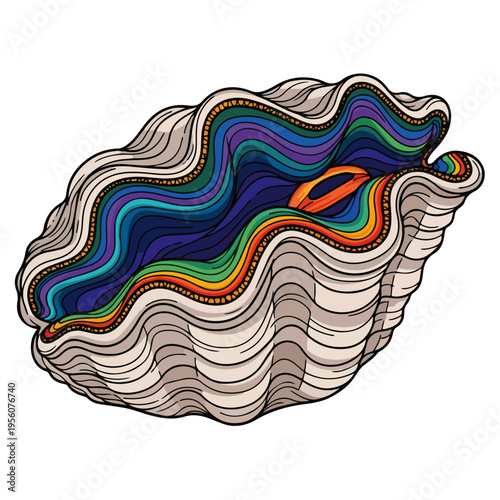 Rainbow Giant Clam Shell Vector Illustration