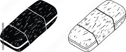 Black and white illustration of two soap bars Vector