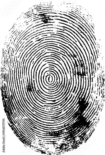 Close-up graphic of a human fingerprint showing intricate ridges and unique identification markers