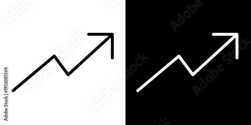 Trending icon in outline style showing upward arrow graph, representing growth, rising trends, business success, performance increase and positive progress.