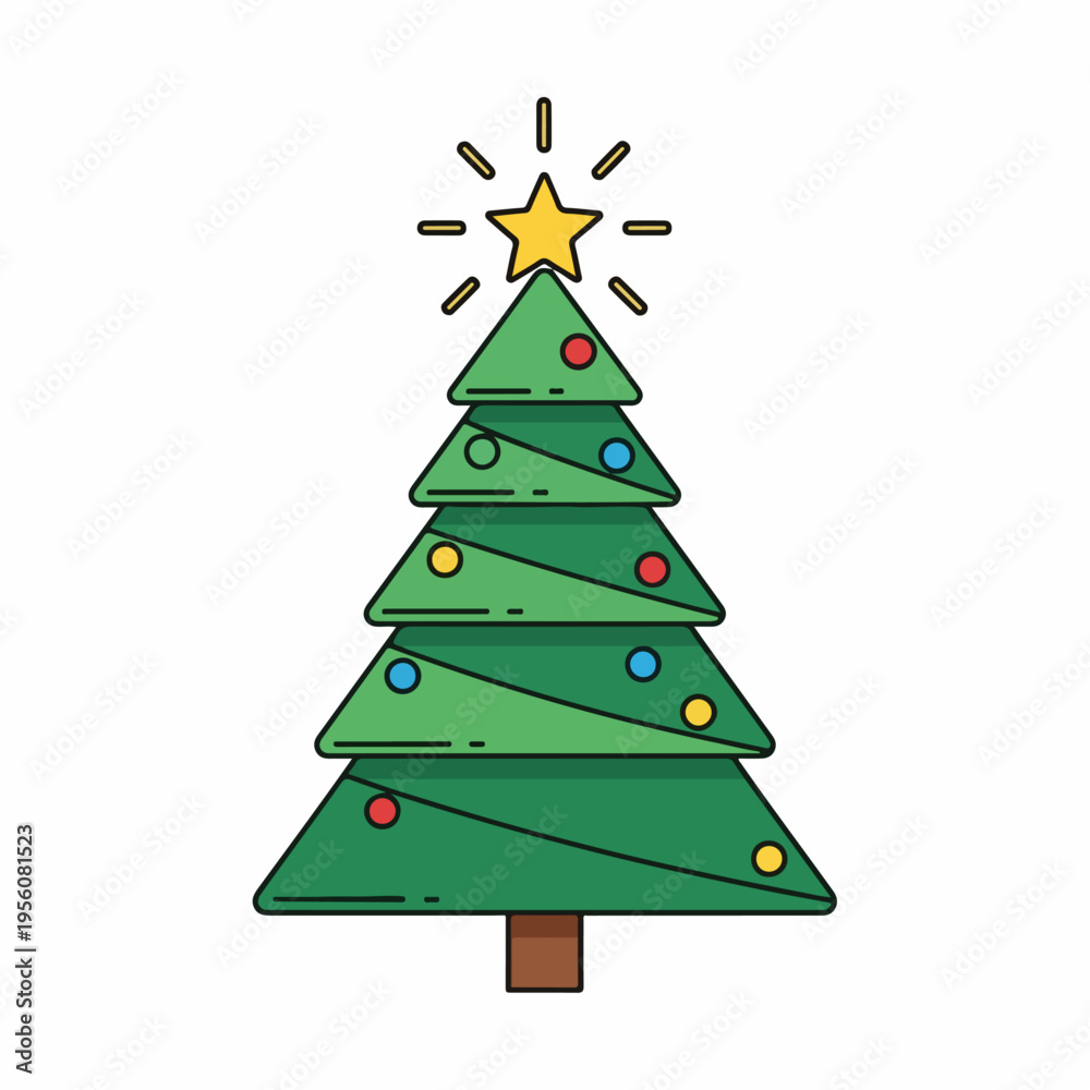 Fototapeta premium beautiful cartoon christmas tree vector