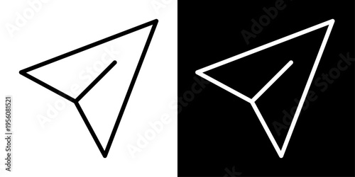Direct message icon in outline style showing paper plane, representing private messaging, chat communication, sending messages and social media interaction.